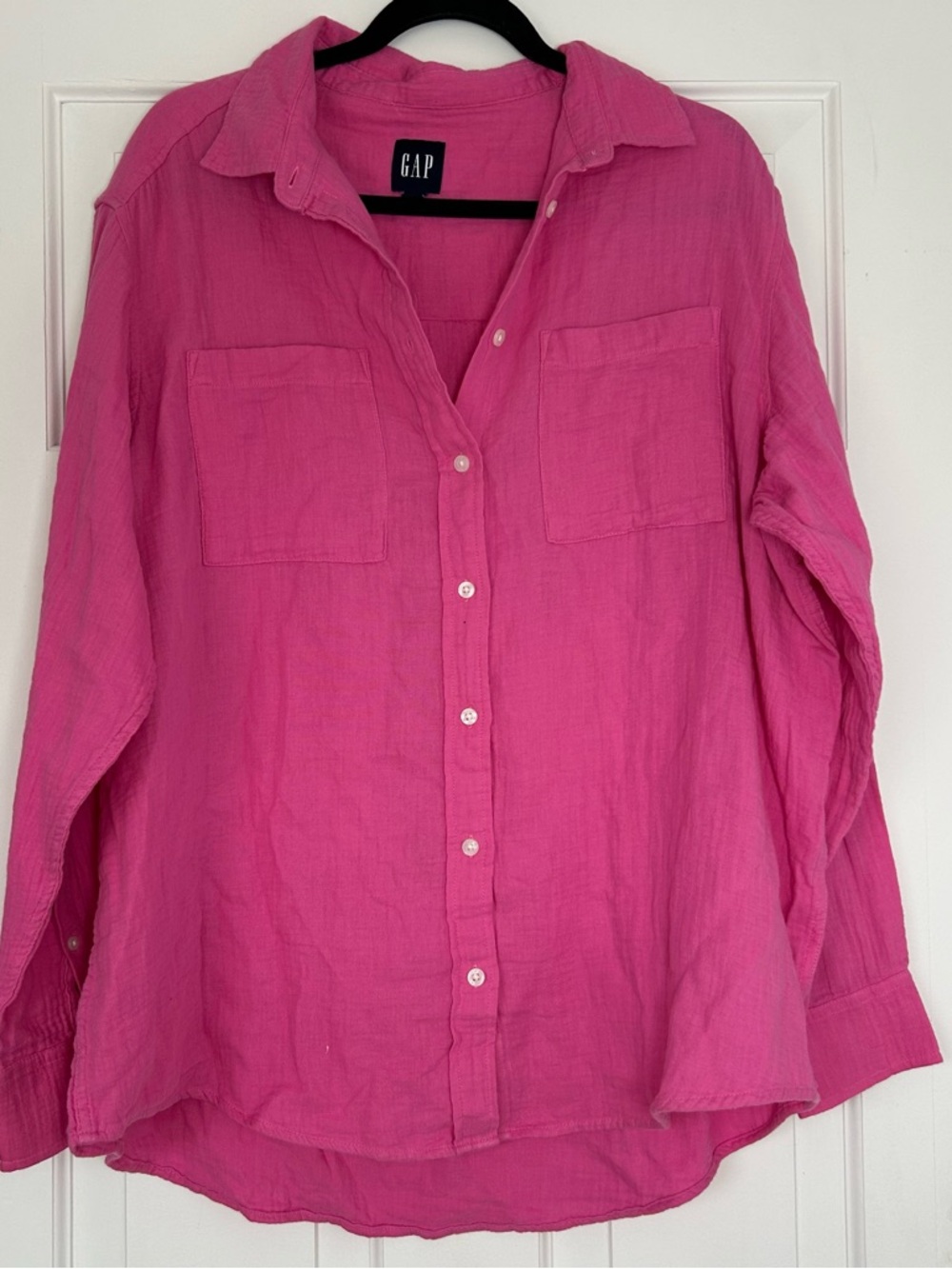 GAP Bright Pink Long Sleeve Button-Down Shirt